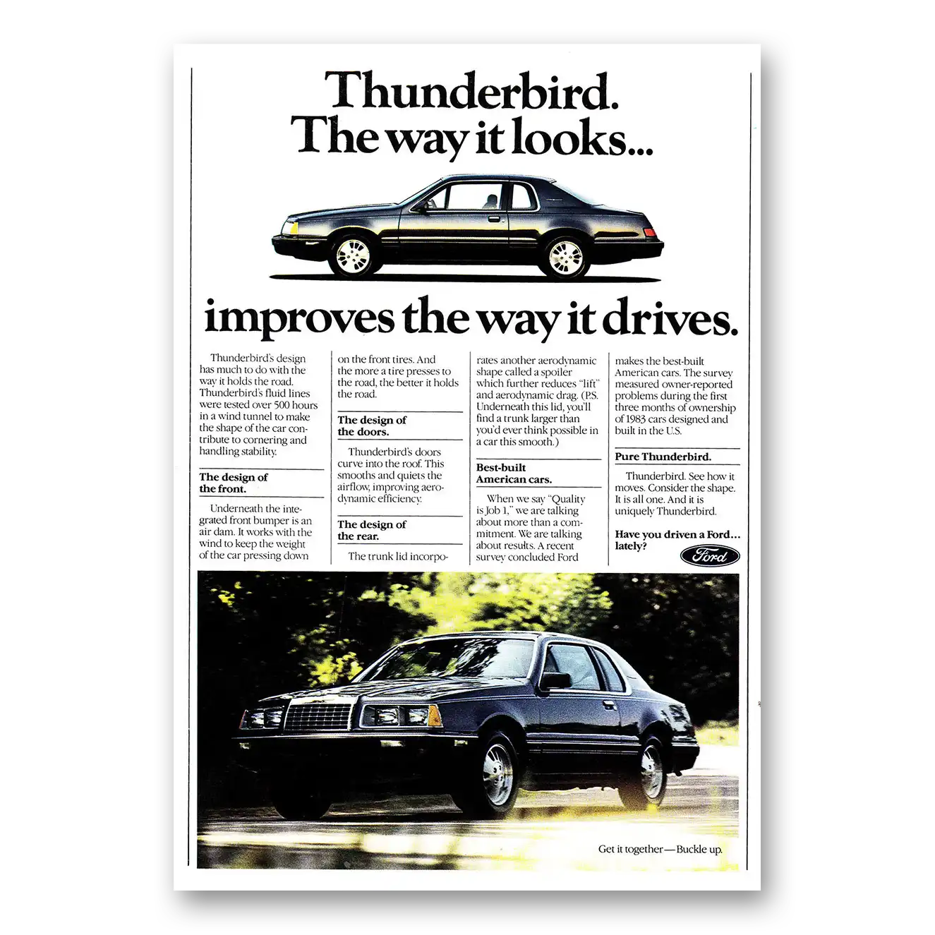 1984 Ford Thunderbird Way It Looks Improves the Way It Drives Vintage Magazine Print Ad