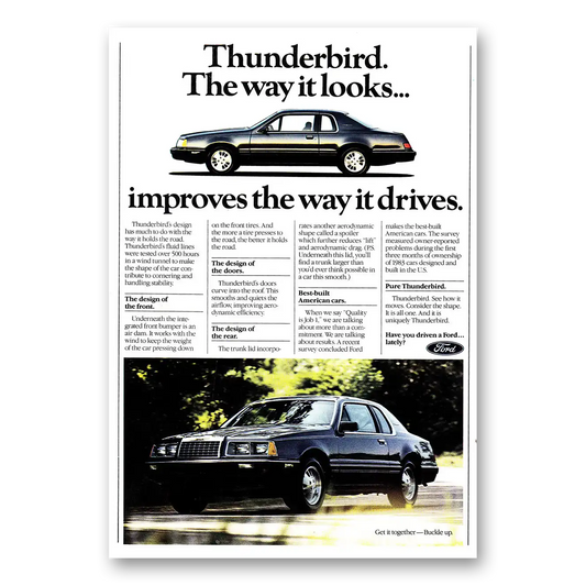 1984 Ford Thunderbird Way It Looks Improves the Way It Drives Vintage Magazine Print Ad