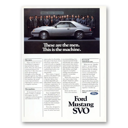 1984 Ford Mustang These Are the Men This Is the Machine Vintage Magazine Print Ad