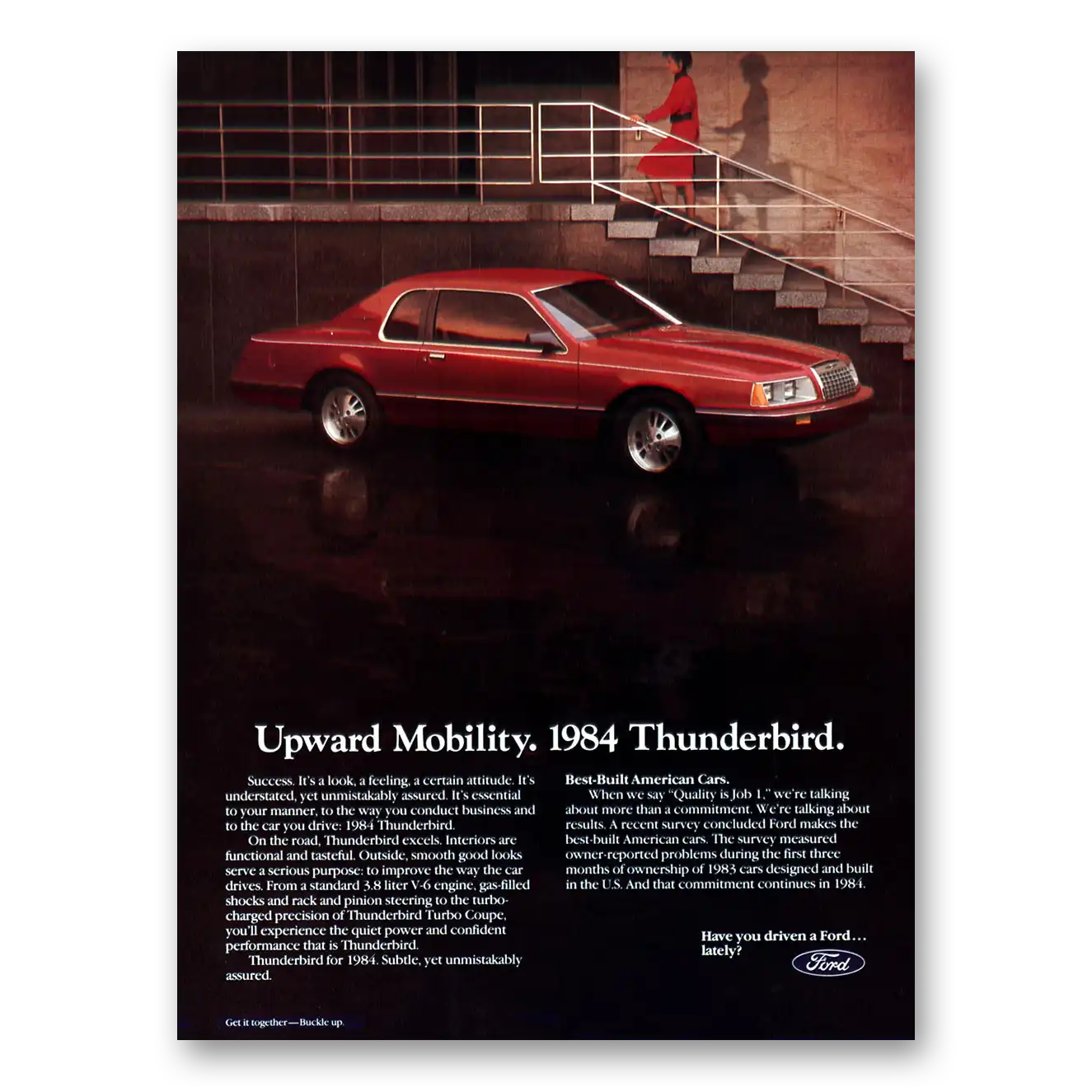 1984 Ford Thunderbird Upward Mobility Vintage Magazine Print Ad