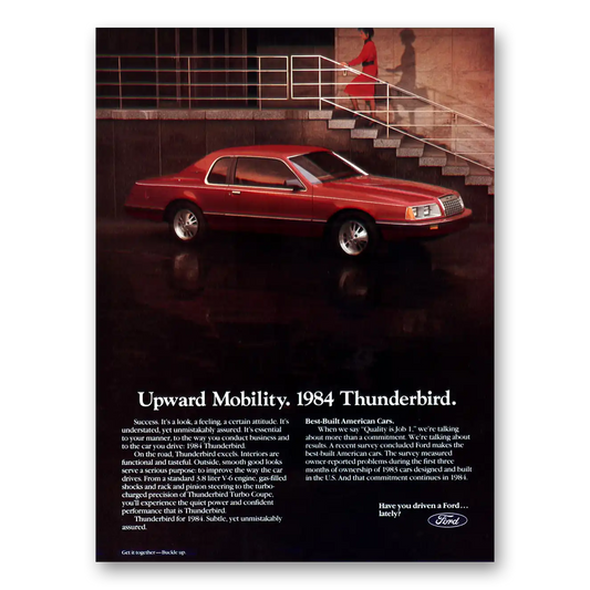 1984 Ford Thunderbird Upward Mobility Vintage Magazine Print Ad