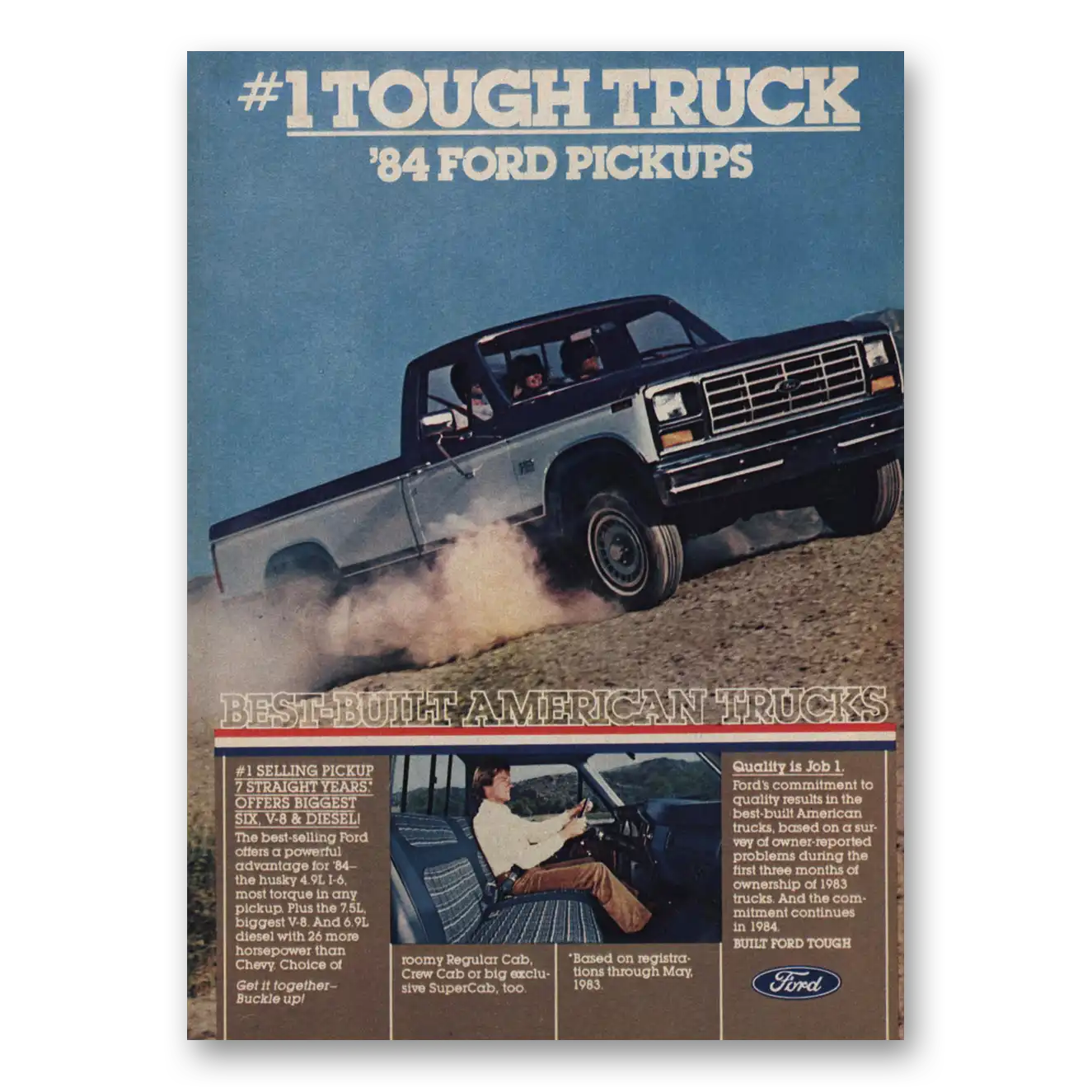 1984 Ford Pickup Tough Truck Vintage Magazine Print Ad