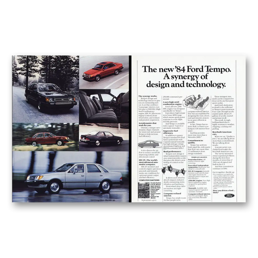 1984 Ford Tempo Synergy of Design and Technology Vintage Magazine Print Ad