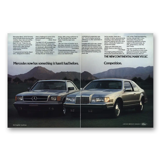 1984 Lincoln Continental Mark VII LSC Mercedes Now Has Something Vintage Magazine Print Ad