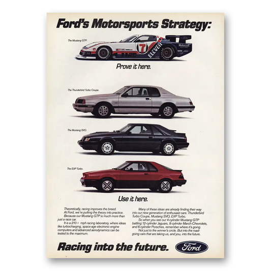 1984 Ford Motorsports Racing Into the Future Vintage Magazine Print Ad