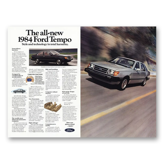 1983 Ford Tempo Style and Technology Vintage Magazine Print Ad