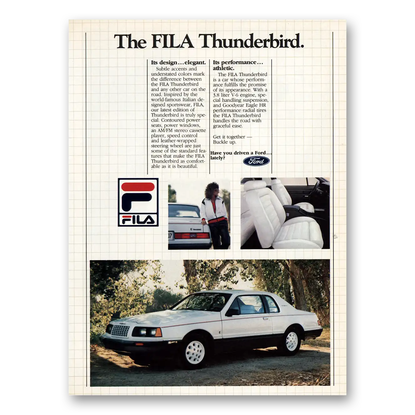 1984 Ford Thunderbird FILA Its Design Elegant Vintage Magazine Print Ad