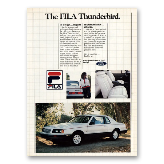 1984 Ford Thunderbird FILA Its Design Elegant Vintage Magazine Print Ad