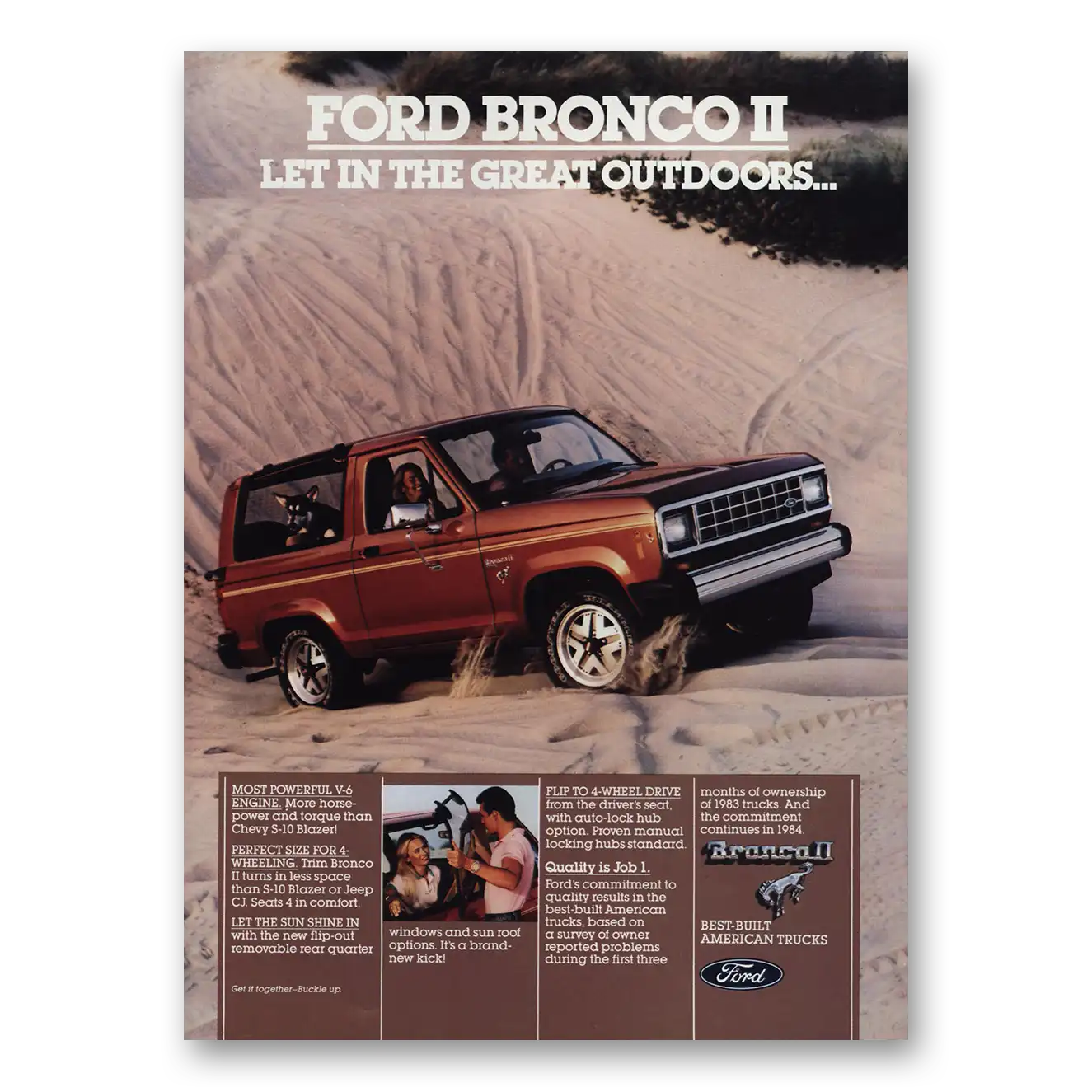 1984 Ford Bronco Let In the Great Outdoors Vintage Magazine Print Ad