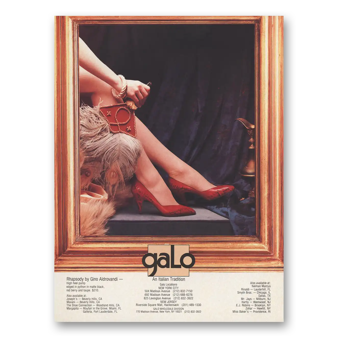 1984 Galo Shoes Gino Aldrovandi Rhapsody Italian Tradition Vintage Magazine Print Ad