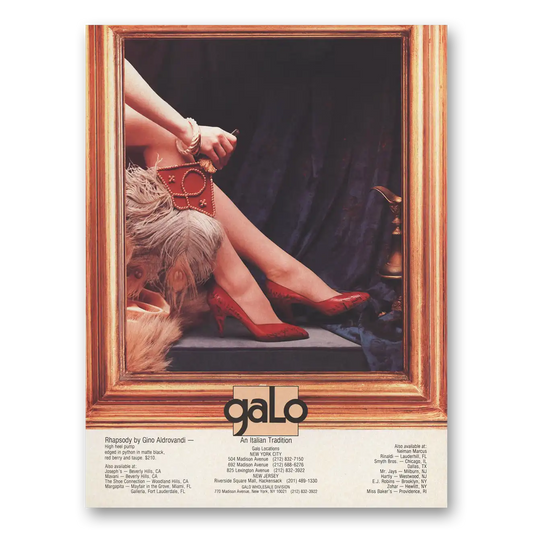 1984 Galo Shoes Gino Aldrovandi Rhapsody Italian Tradition Vintage Magazine Print Ad