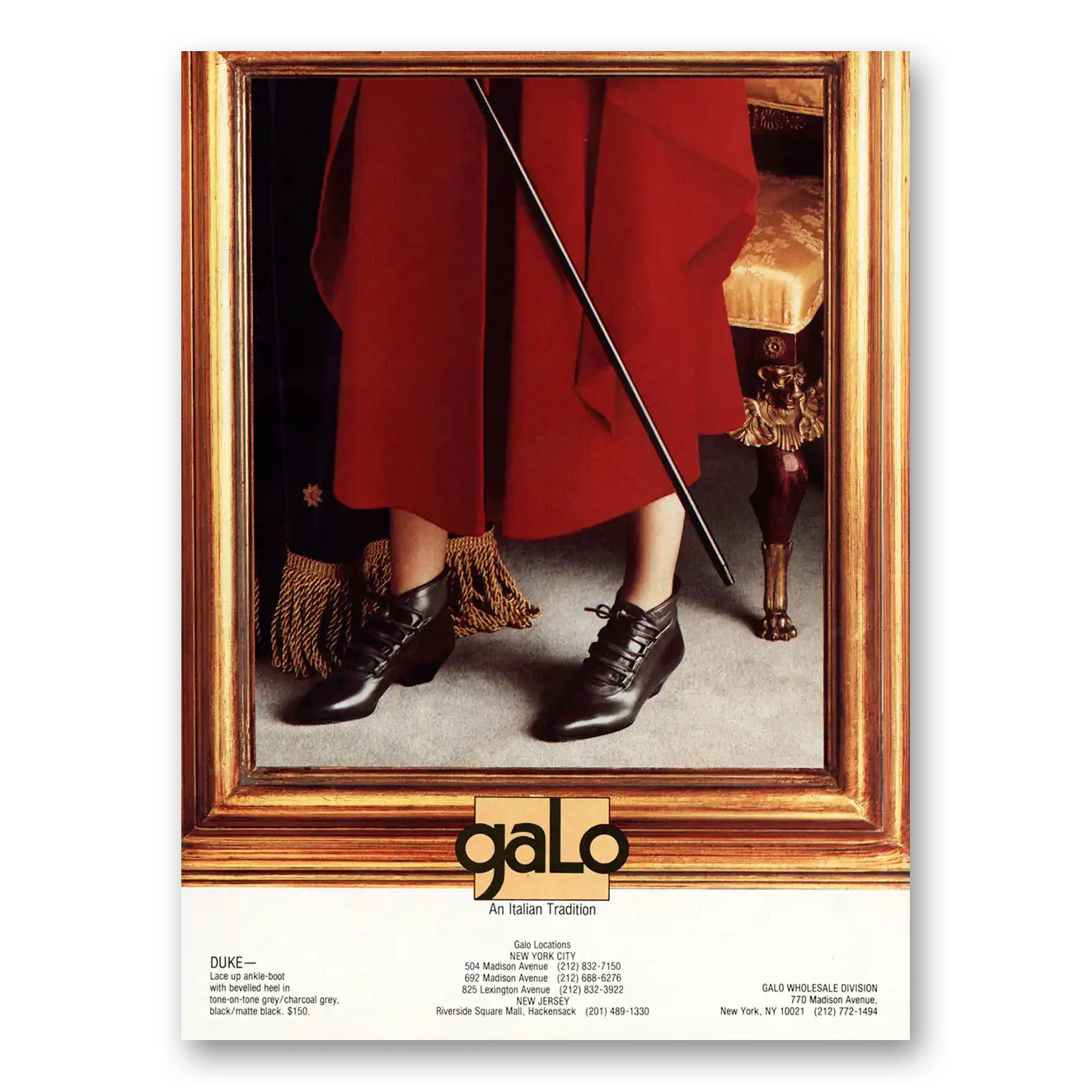 1984 Galo Shoes An Italian Tradition Vintage Magazine Print Ad