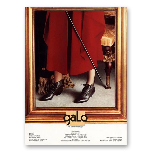 1984 Galo Shoes An Italian Tradition Vintage Magazine Print Ad