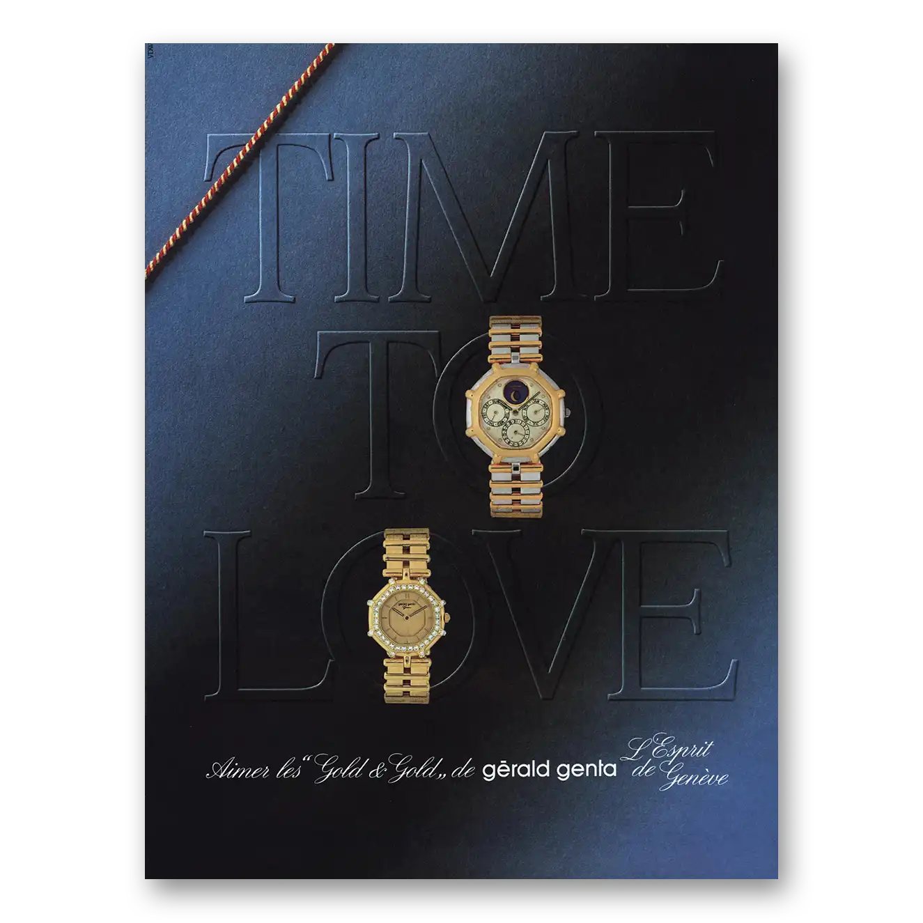 1984 Gerald Genta Watches Time to Love French Vintage Magazine Print Ad