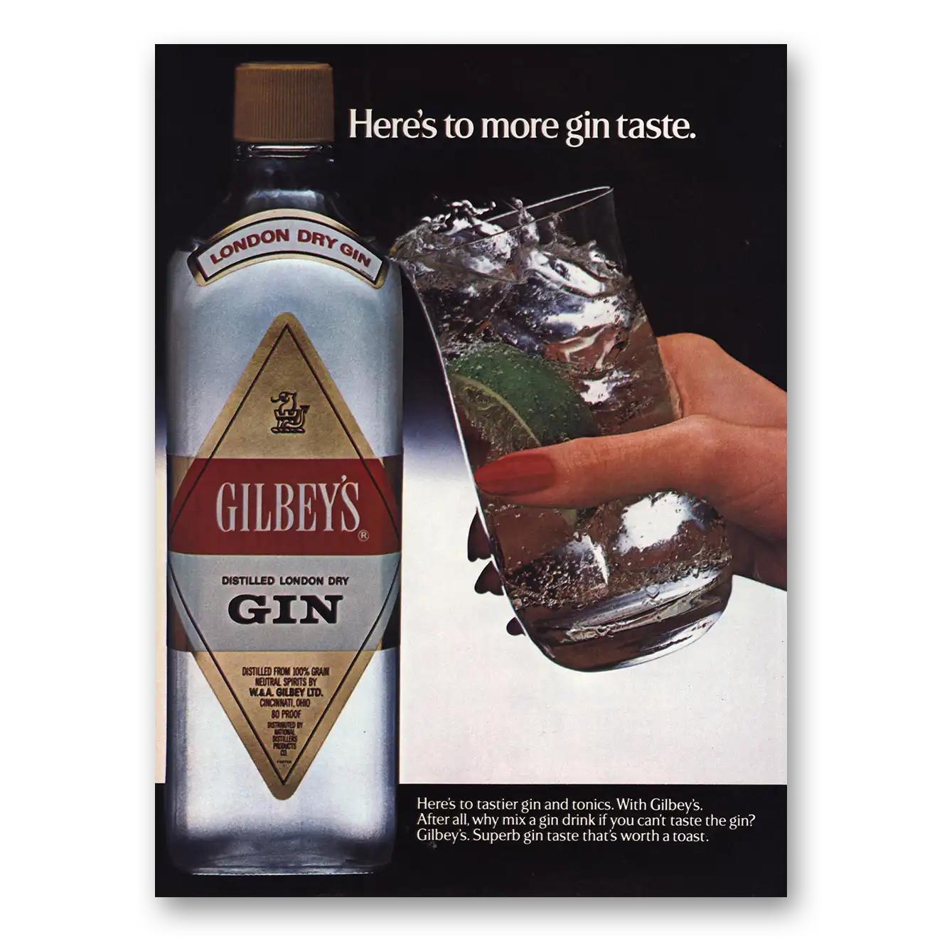 1984 Gilbeys Gin More Gin Taste Vintage Magazine Print Ad