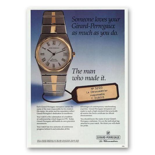 1984 Girard Perregaux Someone Loves Your As Much As You Do Vintage Magazine Print Ad