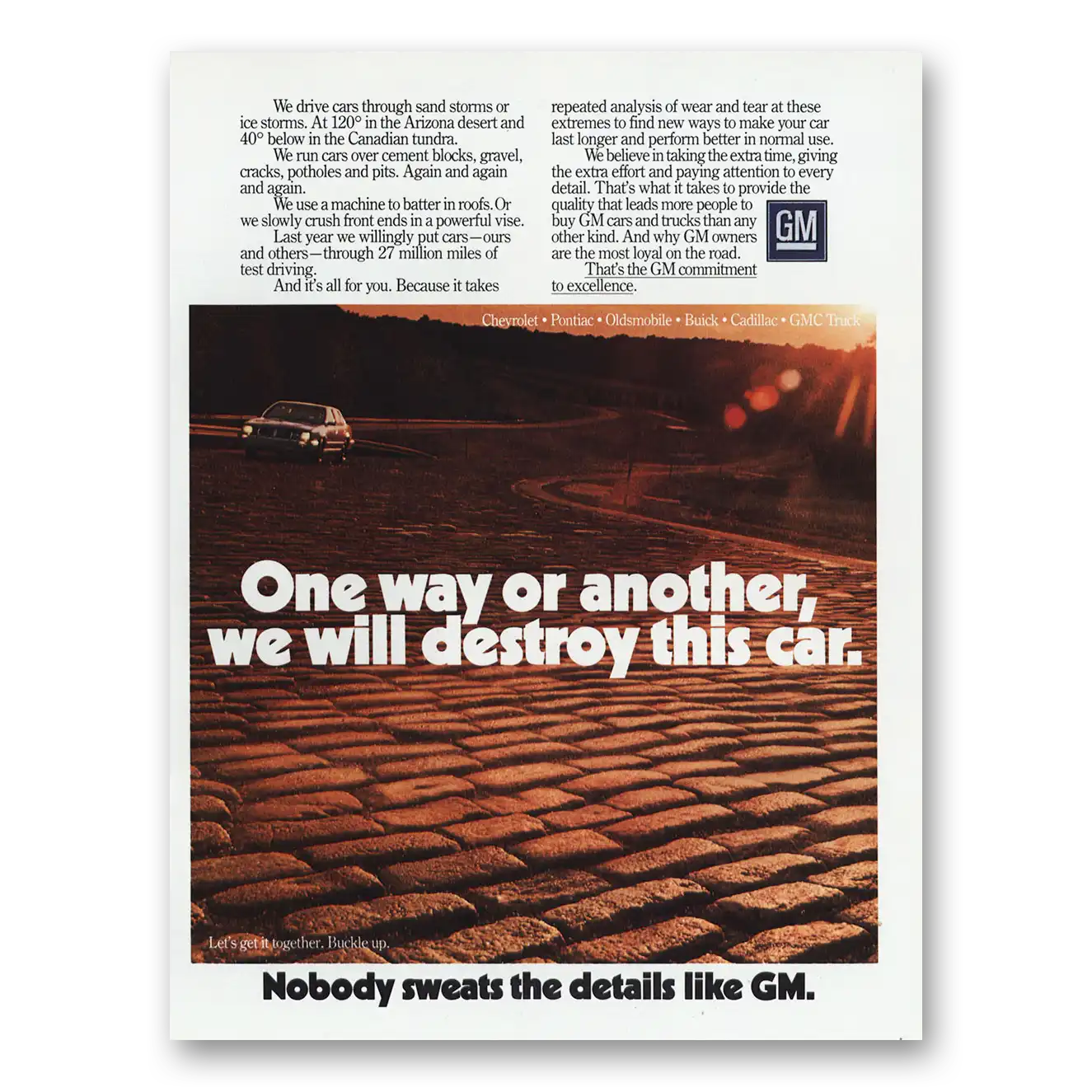 1984 General Motors One Way or Another We Will Destroy This Car Vintage Magazine Print Ad