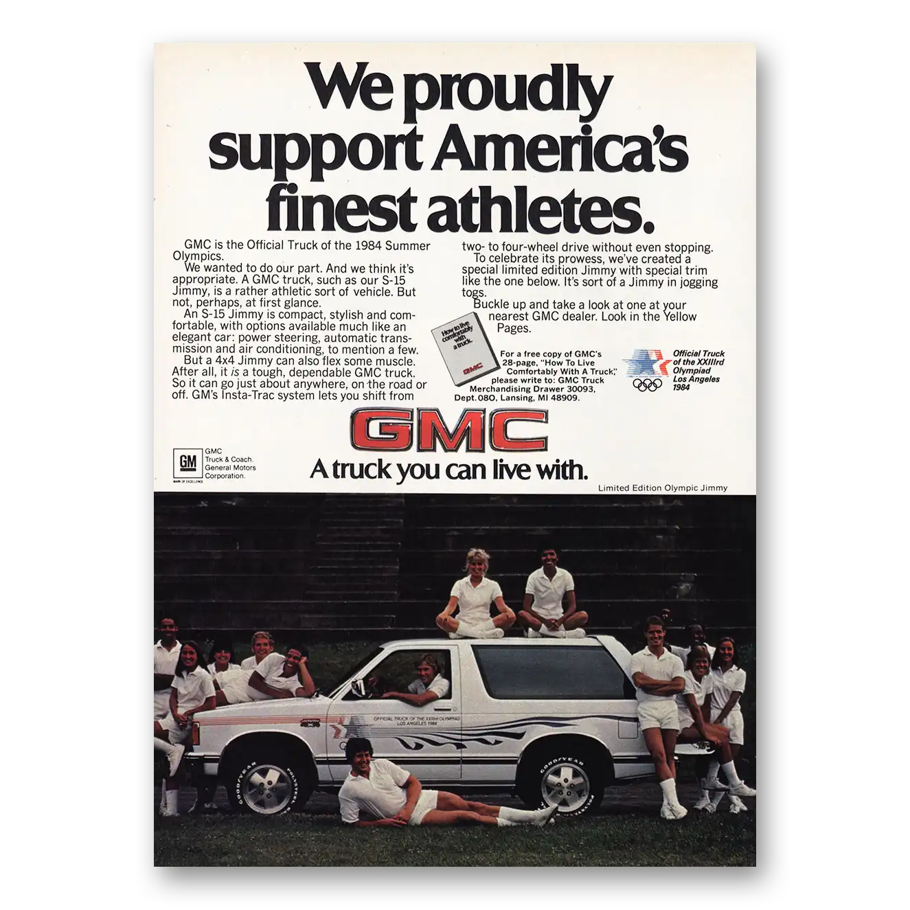 1984 GMC Trucks Olympic Jimmy Americas Finest Athletes Vintage Magazine Print Ad