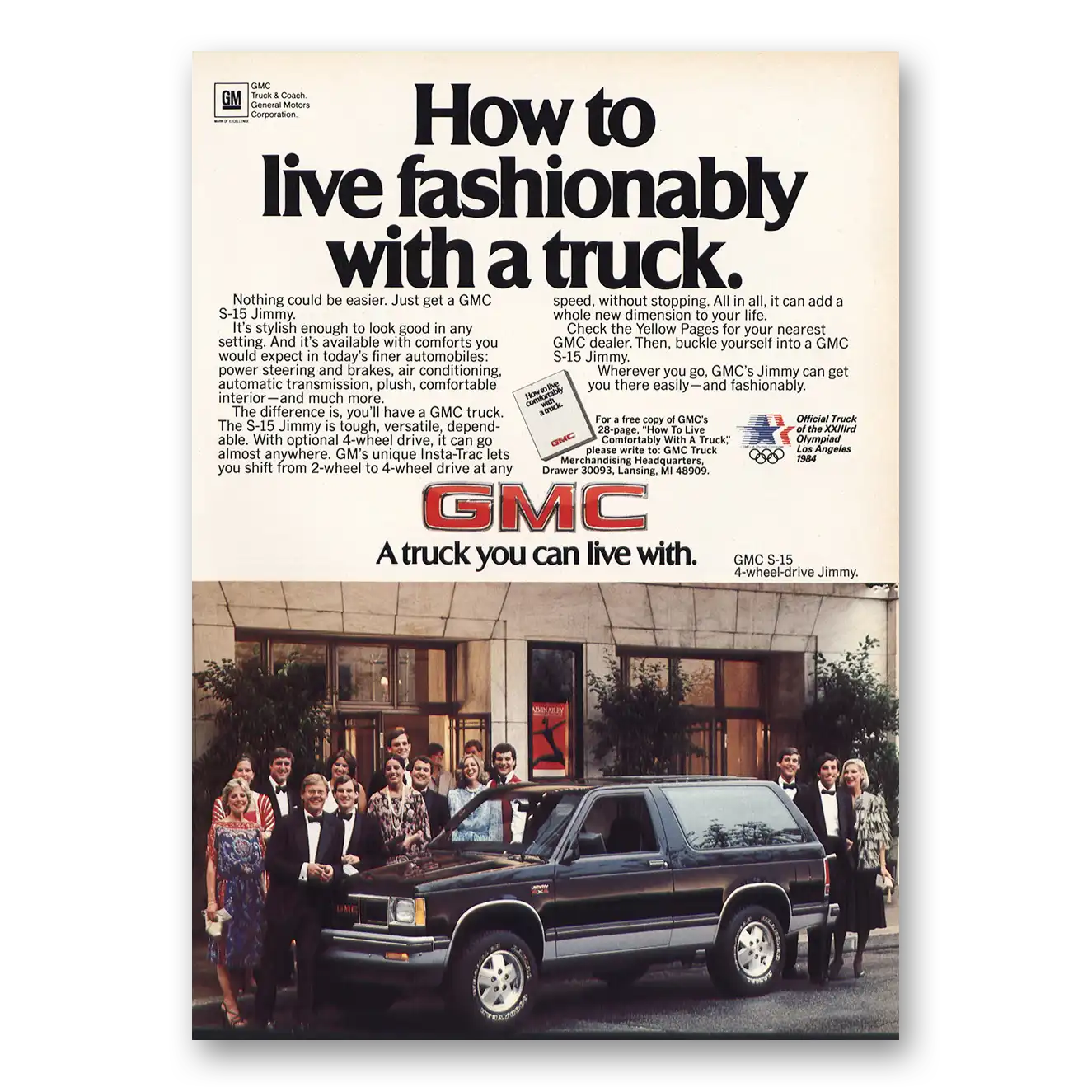 1984 GMC Trucks Live Fashionably With a Truck Vintage Magazine Print Ad