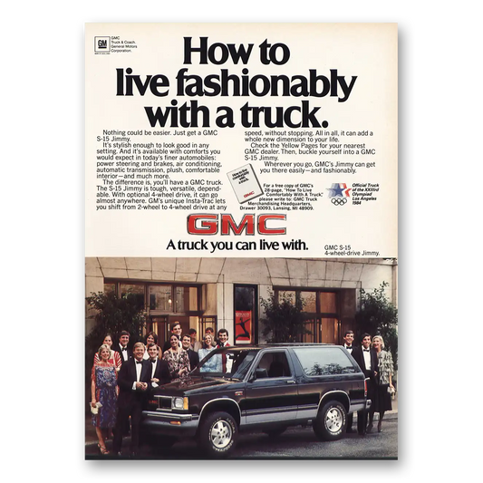 1984 GMC Trucks Live Fashionably With a Truck Vintage Magazine Print Ad