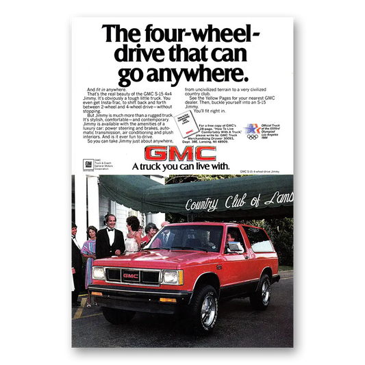 1984 GMC Trucks Four Wheel Drive That Can Go Anywhere Vintage Magazine Print Ad