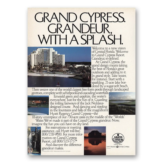 1984 Grand Cypress Resort Grandeur With Splash Vintage Magazine Print Ad