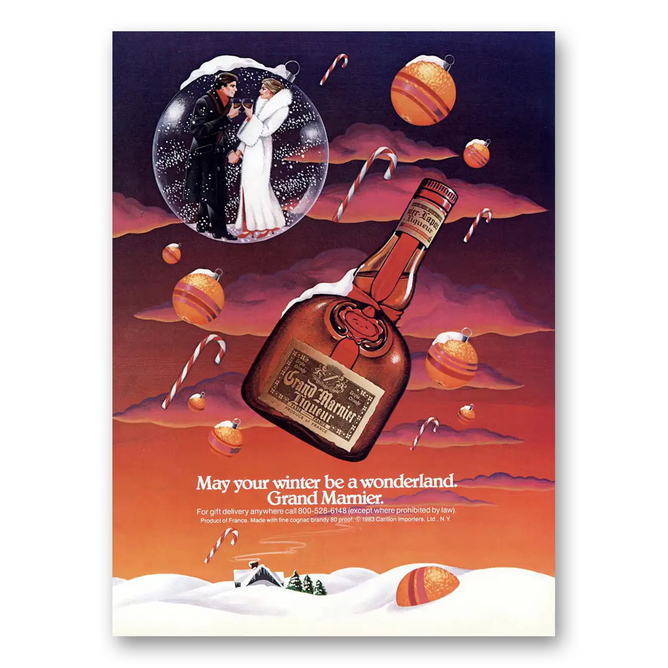 1984 Grand Marnier Winter Be a Wonderland Vintage Magazine Print Ad