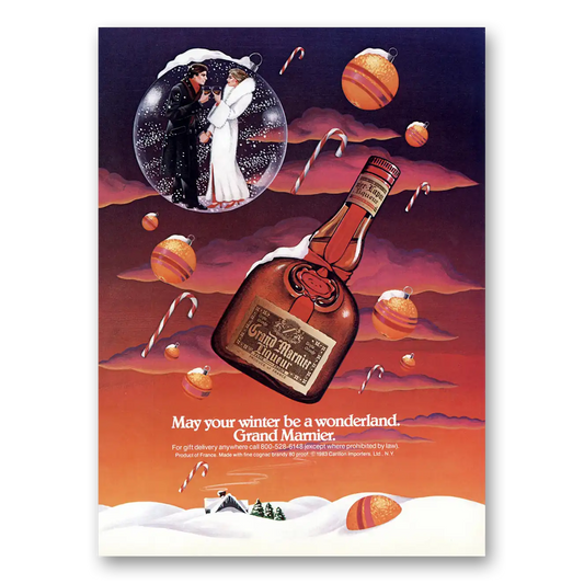 1984 Grand Marnier Winter Be a Wonderland Vintage Magazine Print Ad