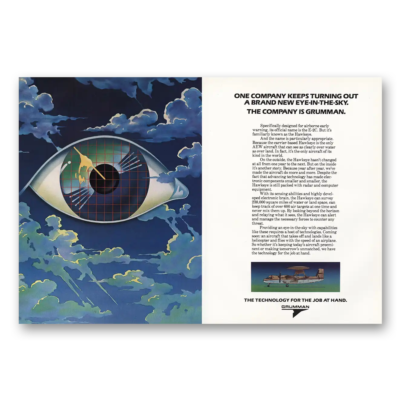 1984 Grumman Eye In the Sky Vintage Magazine Print Ad