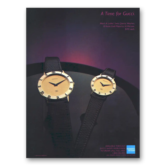 1984 Gucci Watches Time For Gucci Vintage Magazine Print Ad