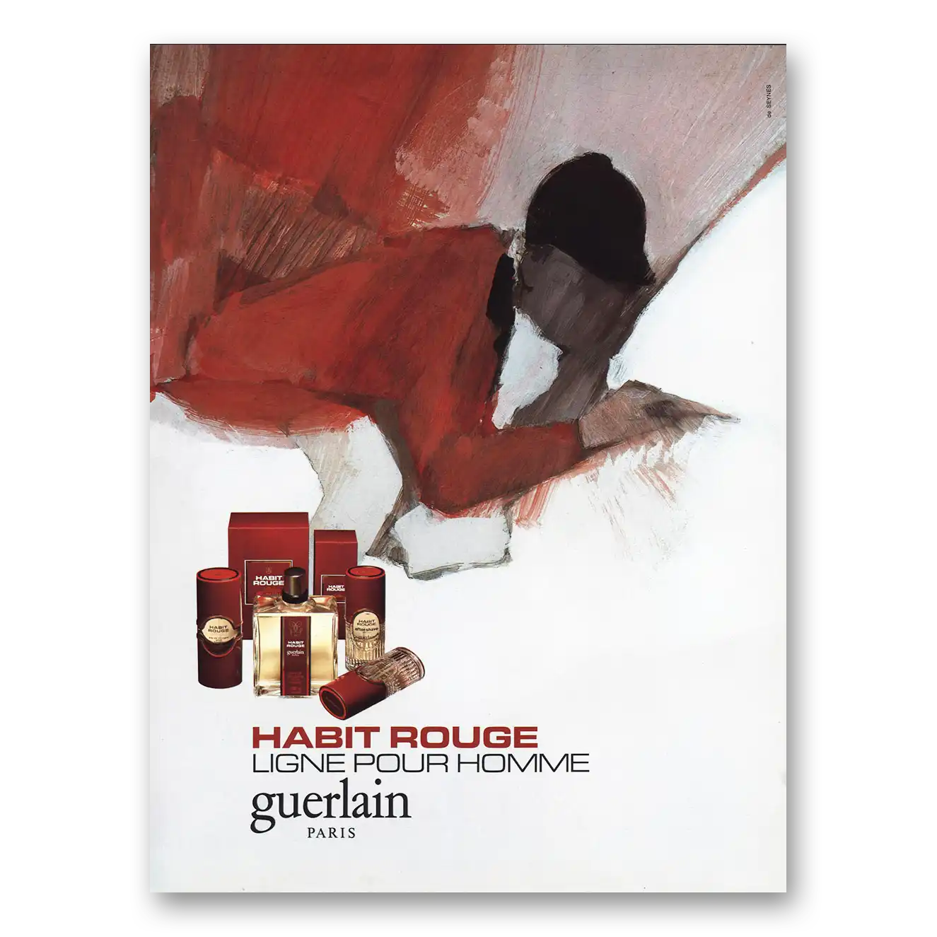 1984 Habit Rouge Perfume Ligne Pour Homme Vintage Magazine Print Ad