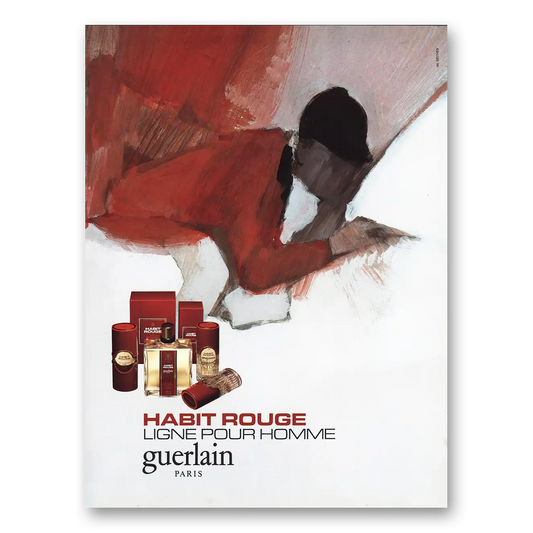 1984 Habit Rouge Perfume Ligne Pour Homme Vintage Magazine Print Ad