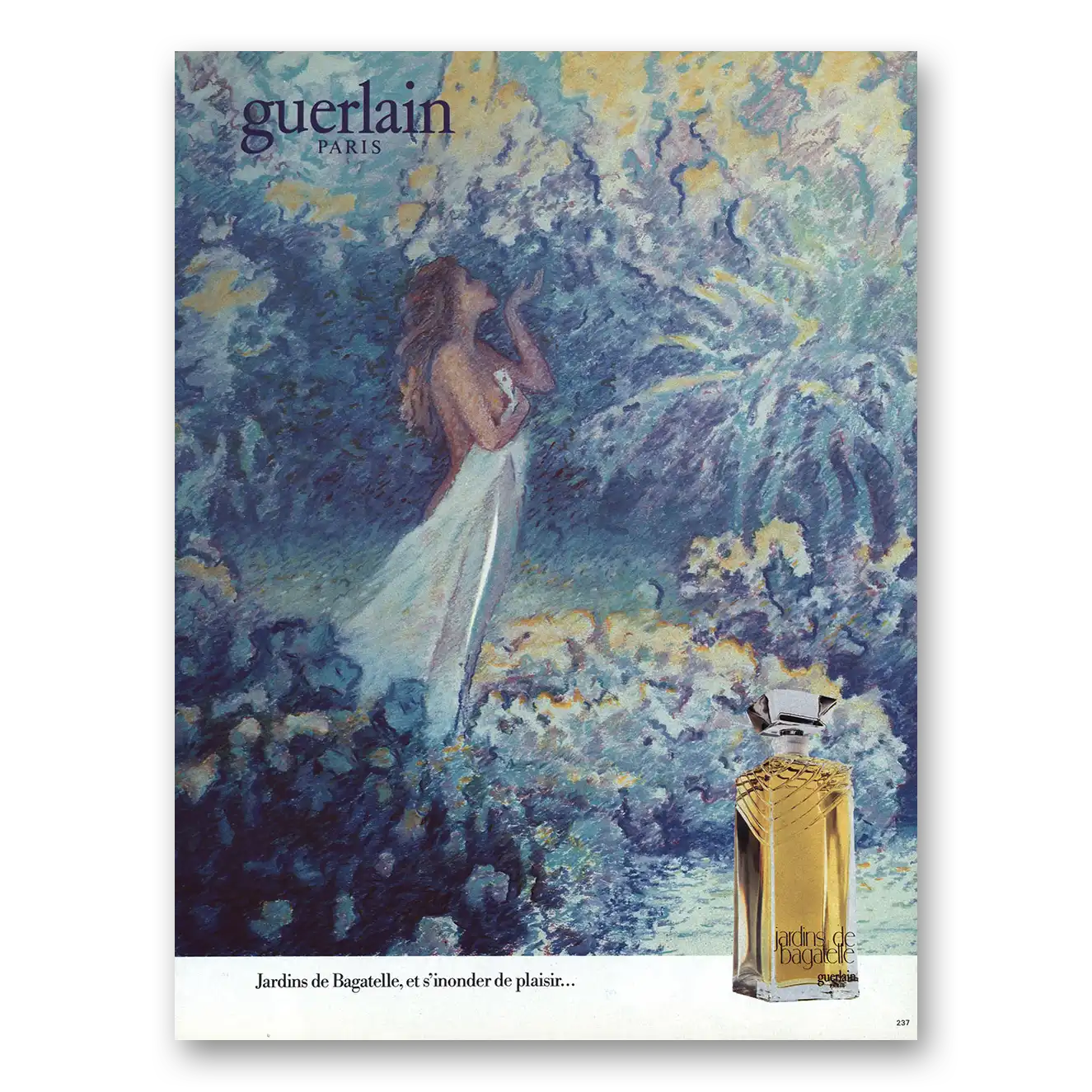 1984 Jardins de Bagatelle Perfume Paris French Vintage Magazine Print Ad