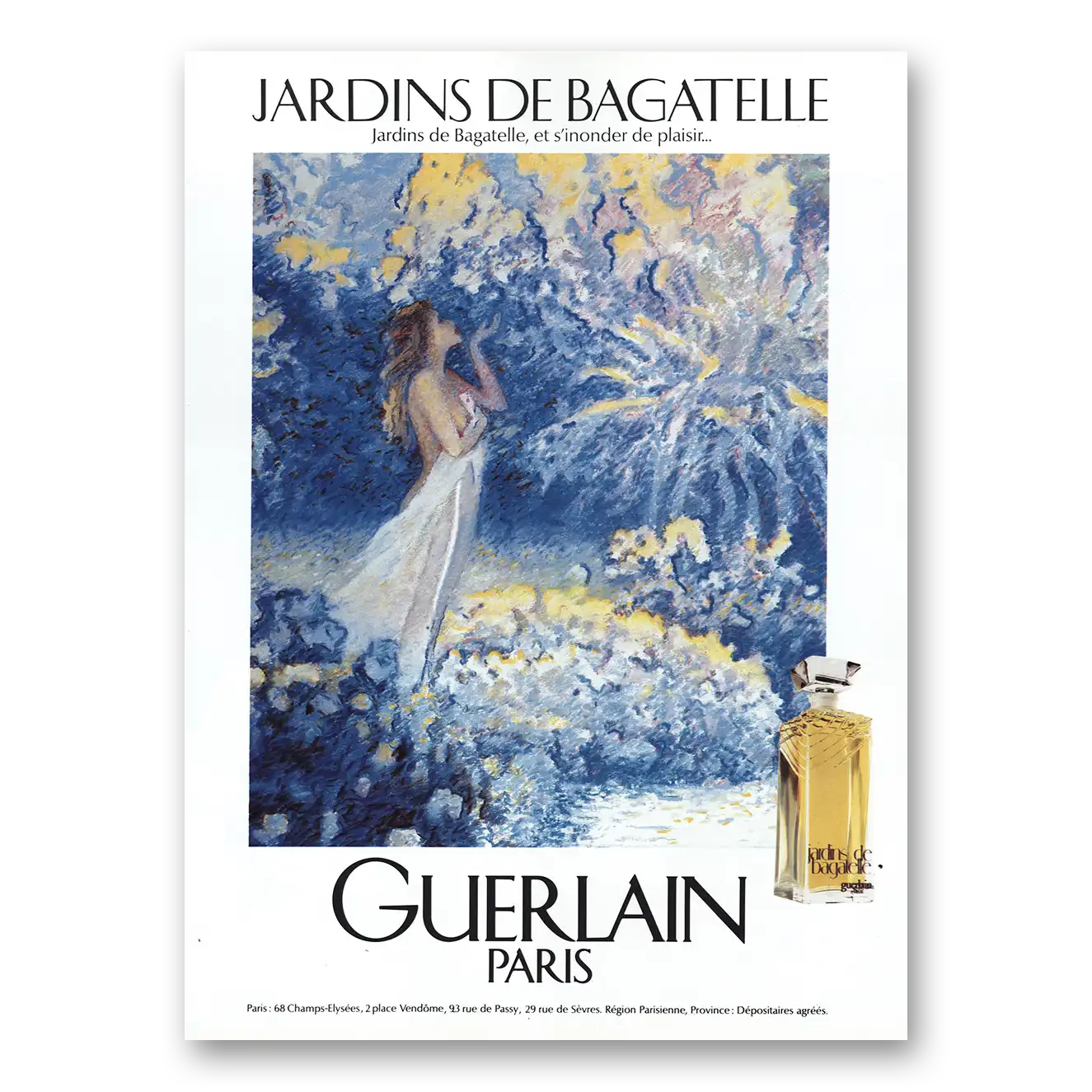 1984 Guerlain Jardins de Bagatelle Vintage Magazine Print Ad