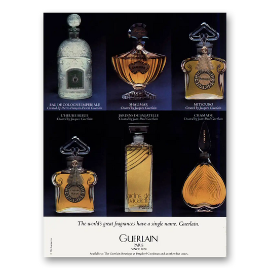 1984 Guerlain Perfumes Worlds Great Fragrances Single Name Vintage Magazine Print Ad