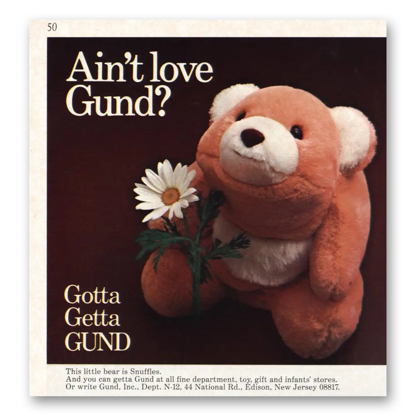 1984 Gund Aint Love Gund Vintage Magazine Print Ad