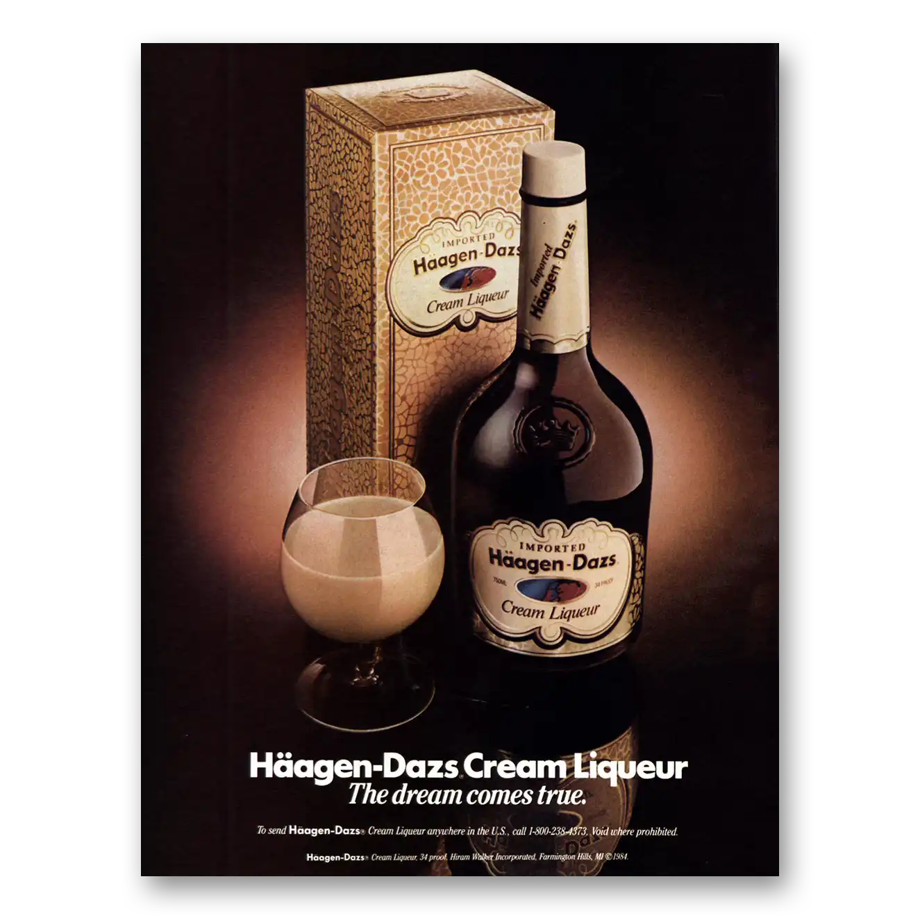 1984 Haagen Dazs Cream Liqueur Dream Comes True Vintage Magazine Print Ad