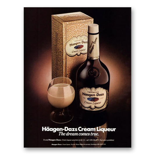 1984 Haagen Dazs Cream Liqueur Dream Comes True Vintage Magazine Print Ad