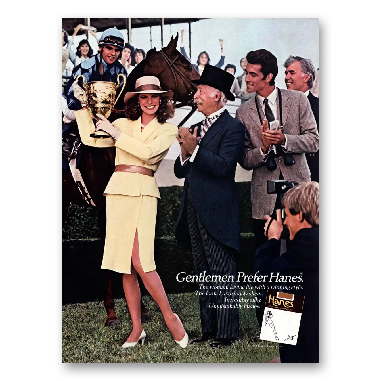 1984 Hanes Hosiery Gentlemen Prefer Hanes Horse Vintage Magazine Print Ad