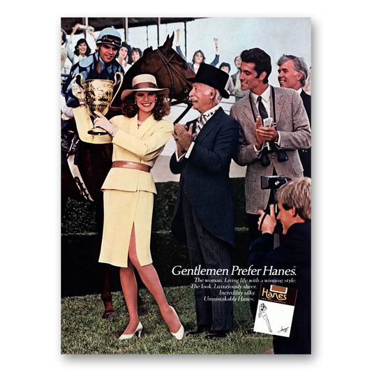 1984 Hanes Hosiery Gentlemen Prefer Hanes Horse Vintage Magazine Print Ad