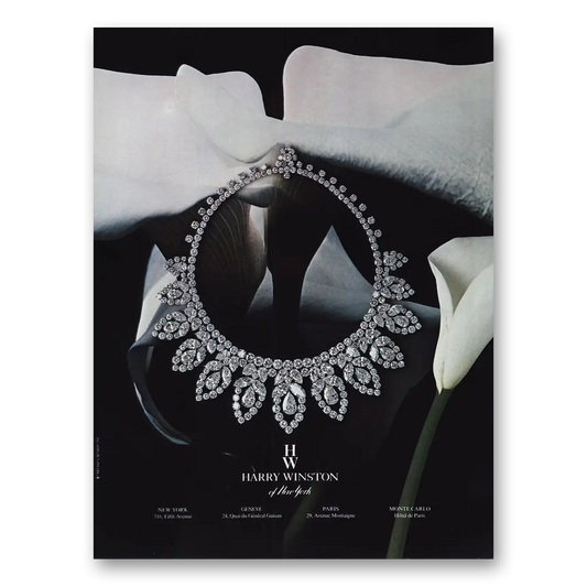 1984 Harry Winston Jewelry Diamond Necklace Paris Vintage Magazine Print Ad