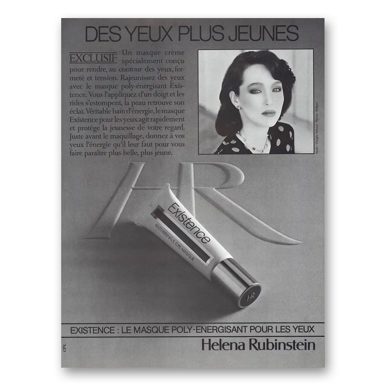 1984 Helena Rubinstein Cosmetics Des Yeux Plus Jeunes French Vintage Magazine Print Ad