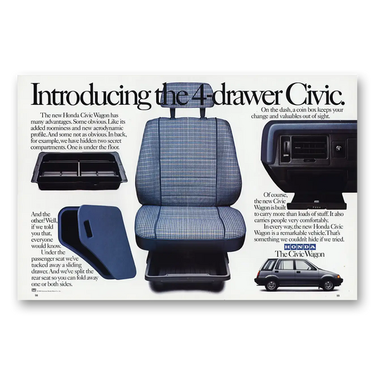 1984 Honda Civic Introducing the 4 Drawer Civic Vintage Magazine Print Ad