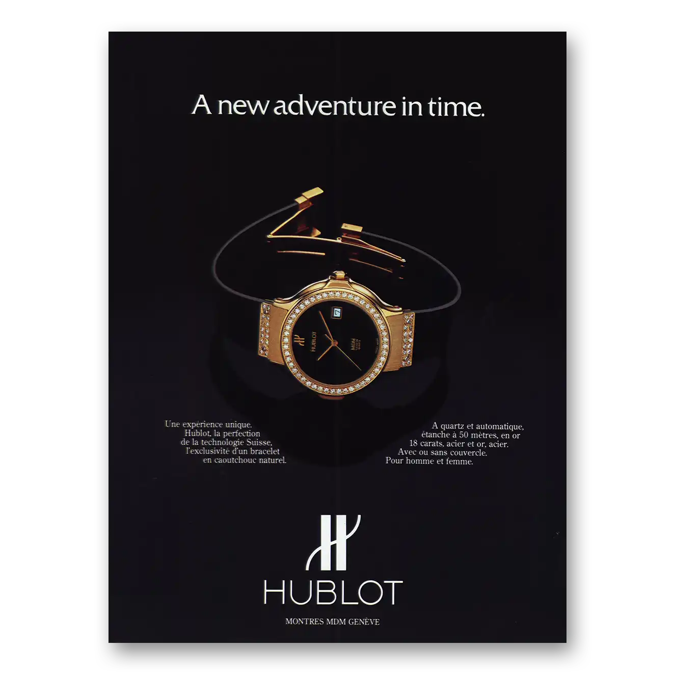 1984 Hublot Watches New Adventure In Time French Vintage Magazine Print Ad