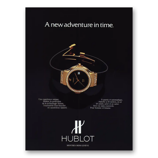 1984 Hublot Watches New Adventure In Time French Vintage Magazine Print Ad