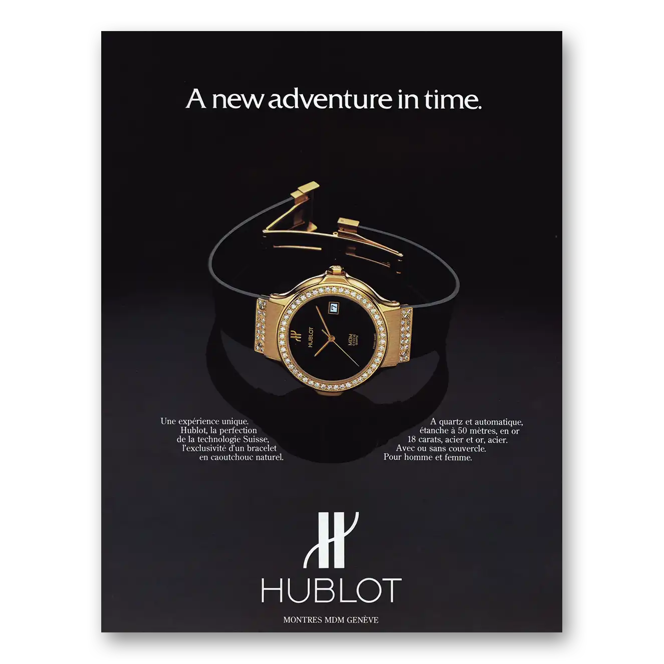 1984 Hublot Watches New Adventure In Time French Vintage Magazine Print Ad