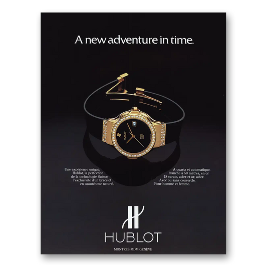 1984 Hublot Watches New Adventure In Time French Vintage Magazine Print Ad