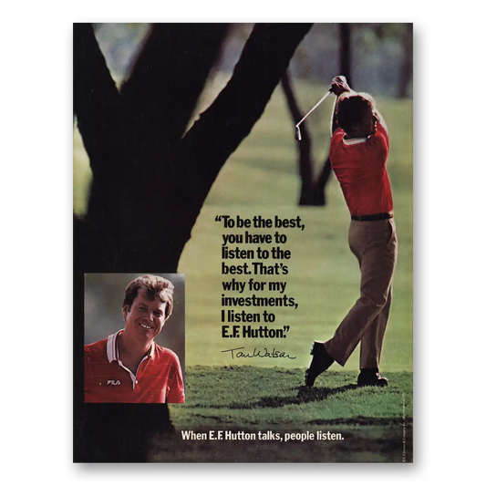 1984 EF Hutton To Be the Best Tom Watson Vintage Magazine Print Ad