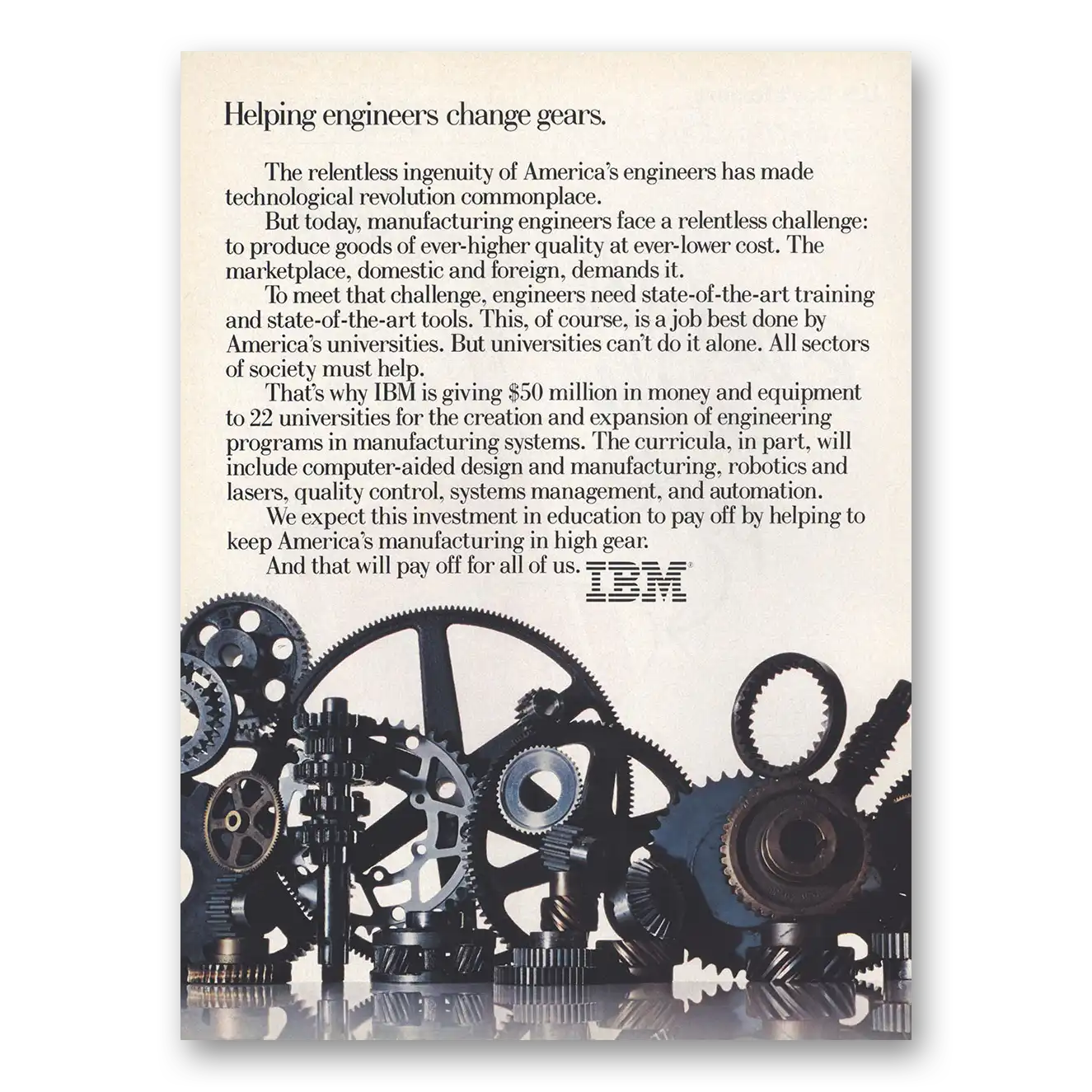 1984 IBM Computers Helping Engineers Change Gears Vintage Magazine Print Ad