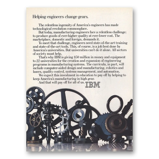 1984 IBM Computers Helping Engineers Change Gears Vintage Magazine Print Ad